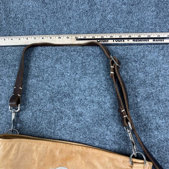 Florist Leather Shoulder Bag Beige Embroidered Flower Bee Adjustable Strap Boho - Picture 3 of 12